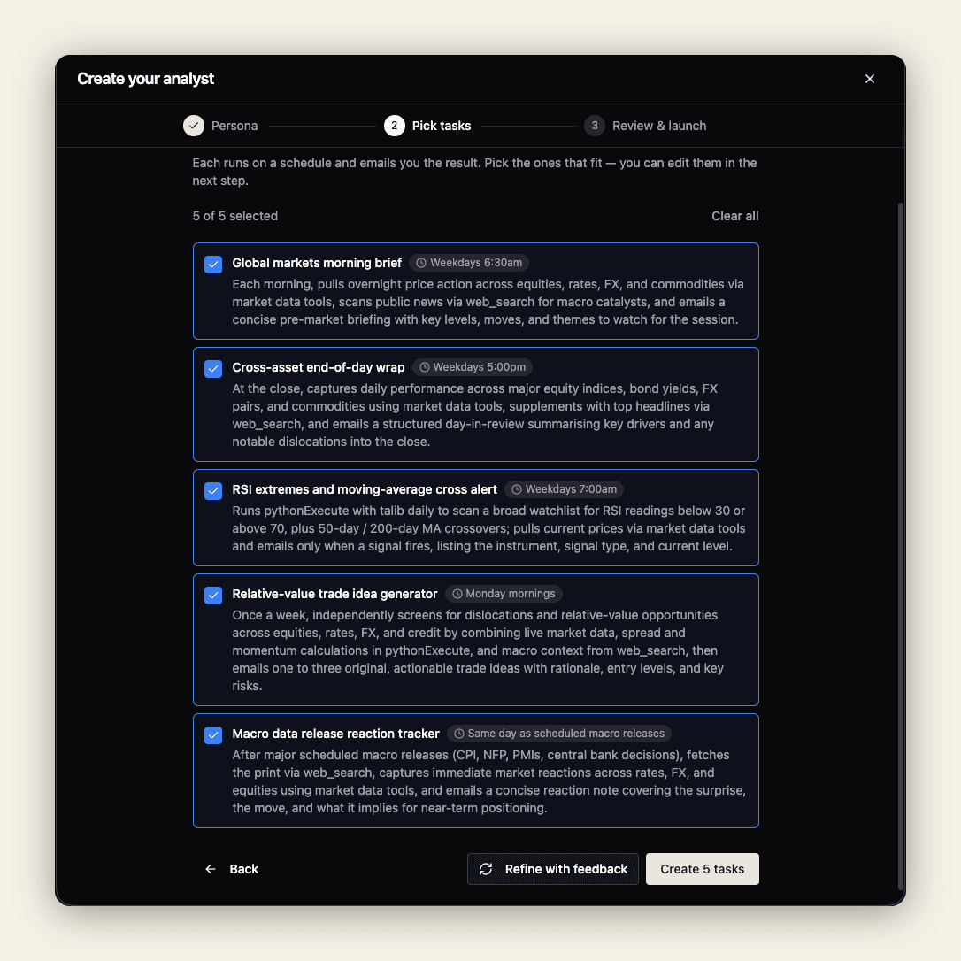 Guided wizard step 2: pick suggested tasks