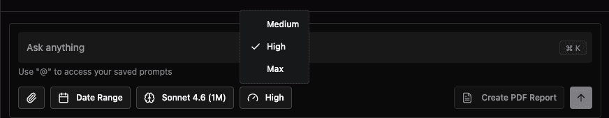 Quality picker showing Medium, High, and Max